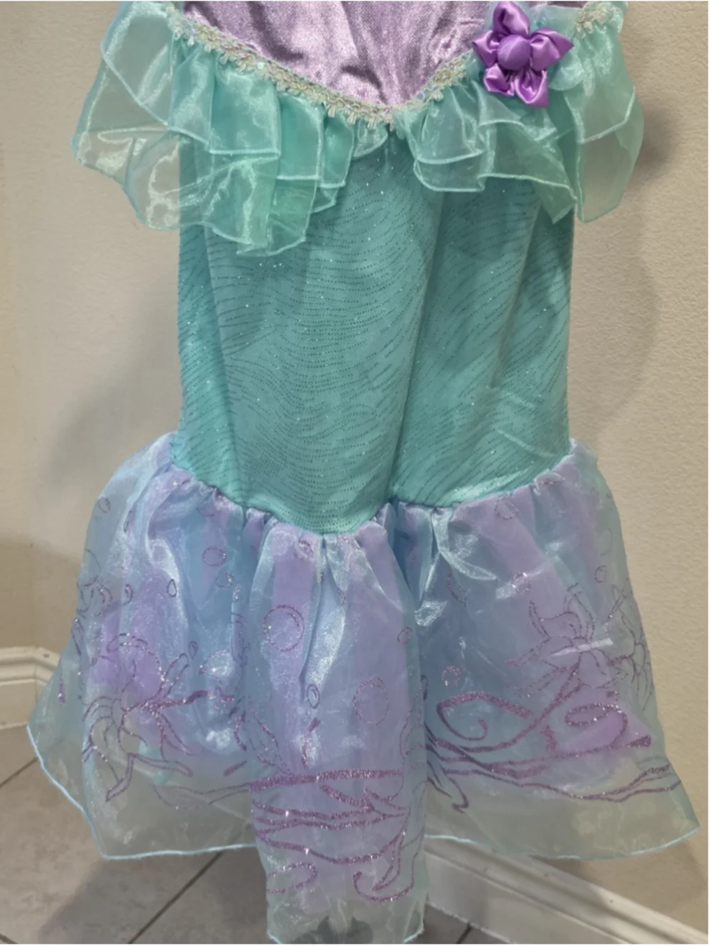 SET Disney Princess The Little Mermaid Costume Cosplay Wand Tiara Halloween